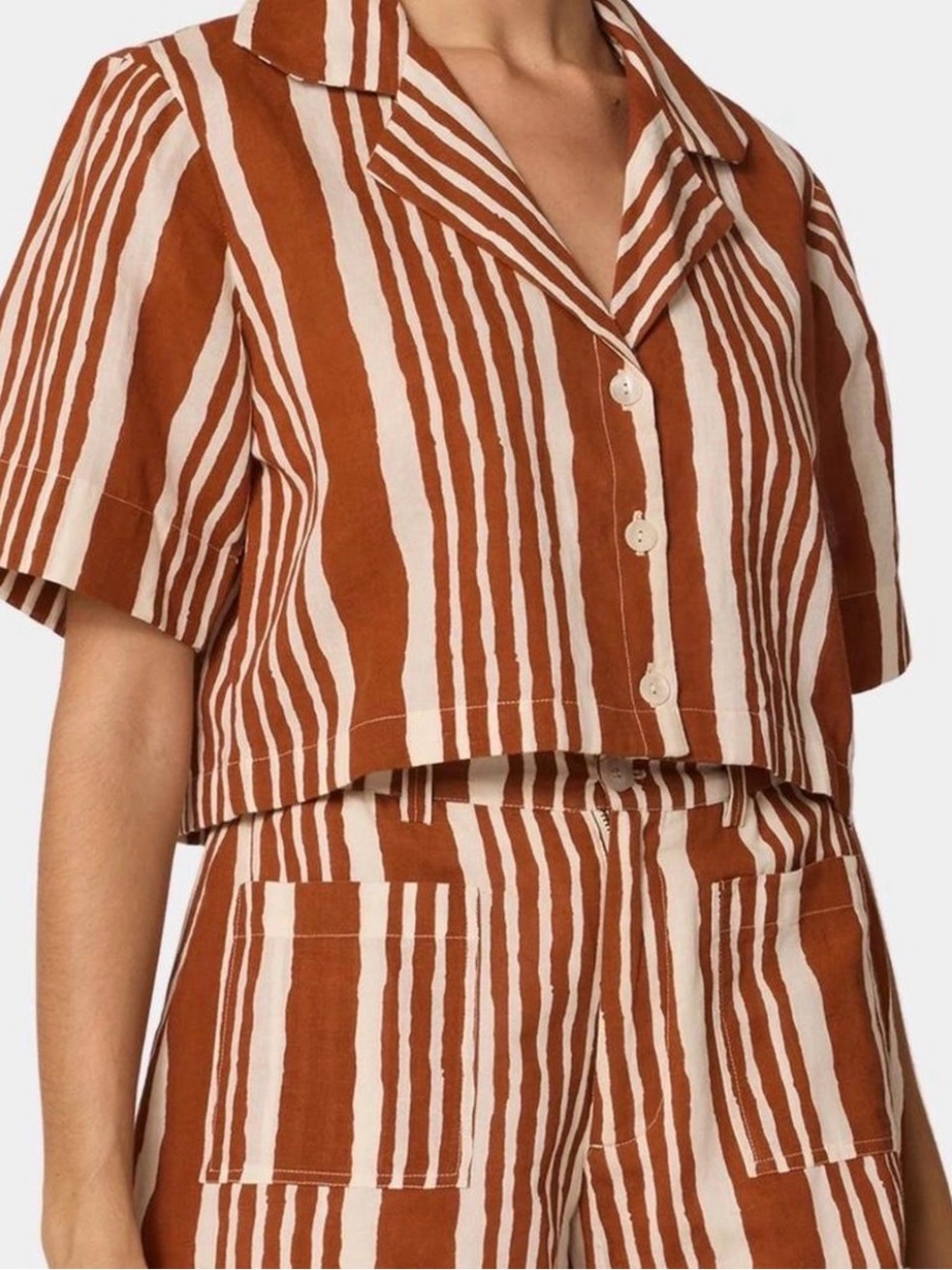 Cleobella Organic Cotton Striped Shorts Set (Top XS, Shorts S)